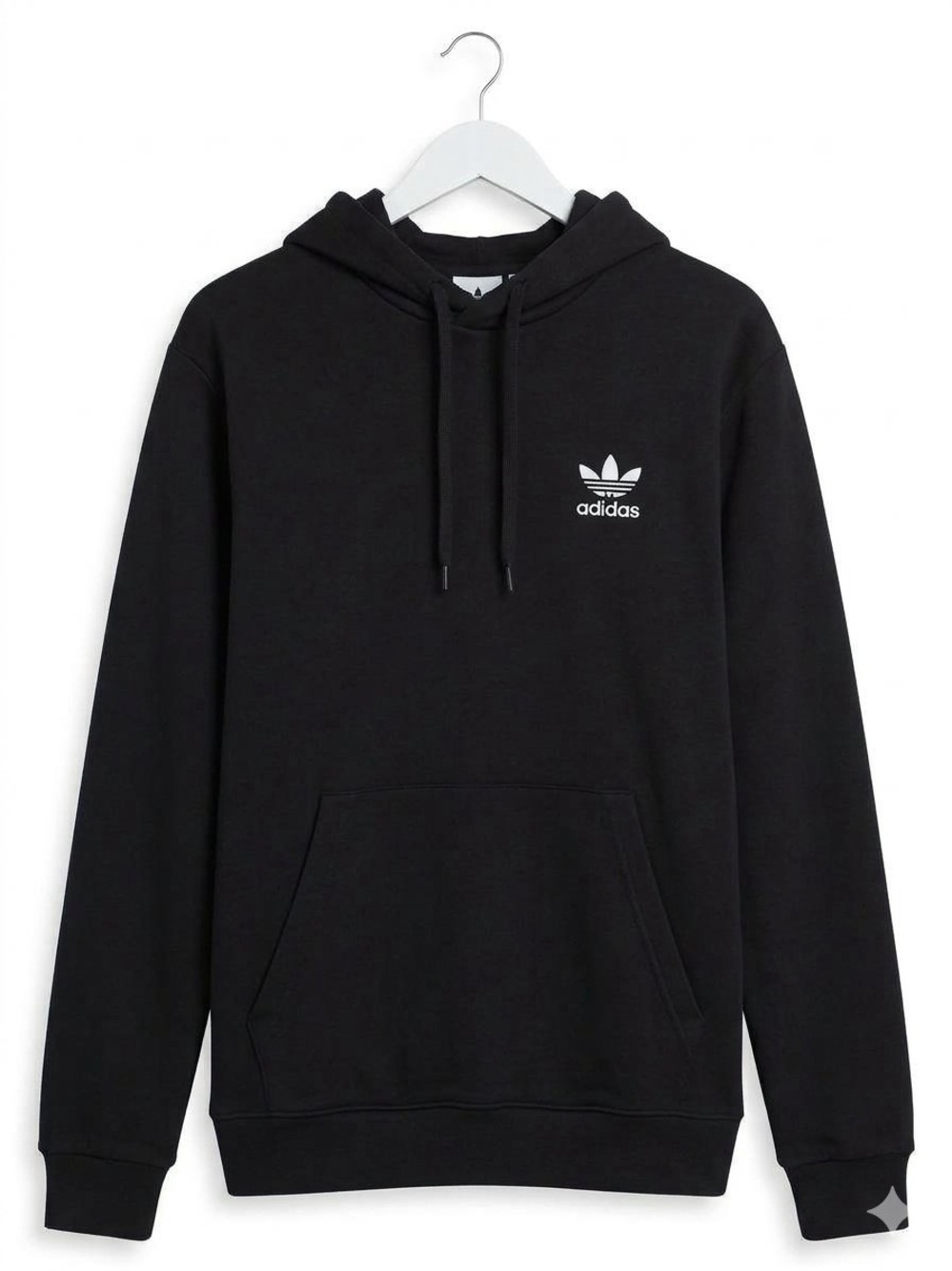 adidas Black Trefoil Small Logo Pullover Hoodie